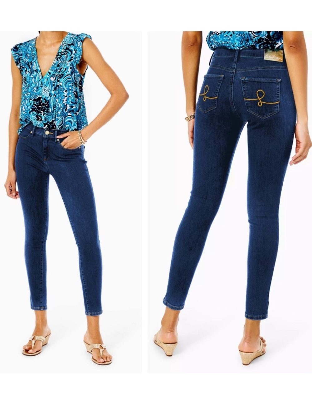 $138 Lilly Pulitzer Eagan High Rise Skinny Jeans in Bennet Wash size 2